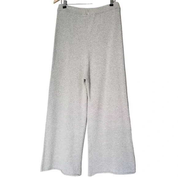 FREE PEOPLE Hailee Waffle Knit Wide Leg Relaxed Pull On Pants in Light Grey sz S - Picture 8 of 13